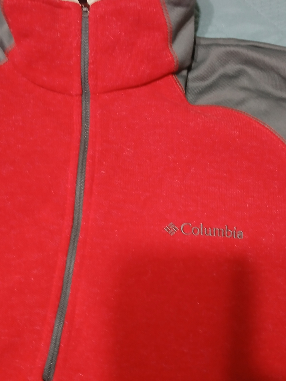 Columbia Men’s Red Gray 1/4 Zip Fleece Pullover Outdoors Sherpa Collar Large - Picture 5 of 8